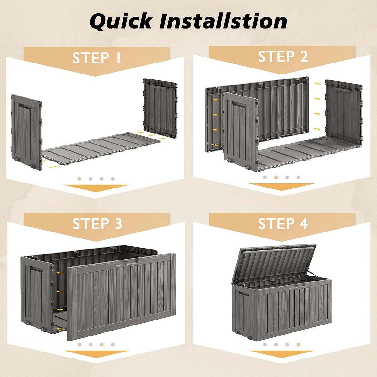 fancyango 90 gallon large outdoor storage deck box, package contents