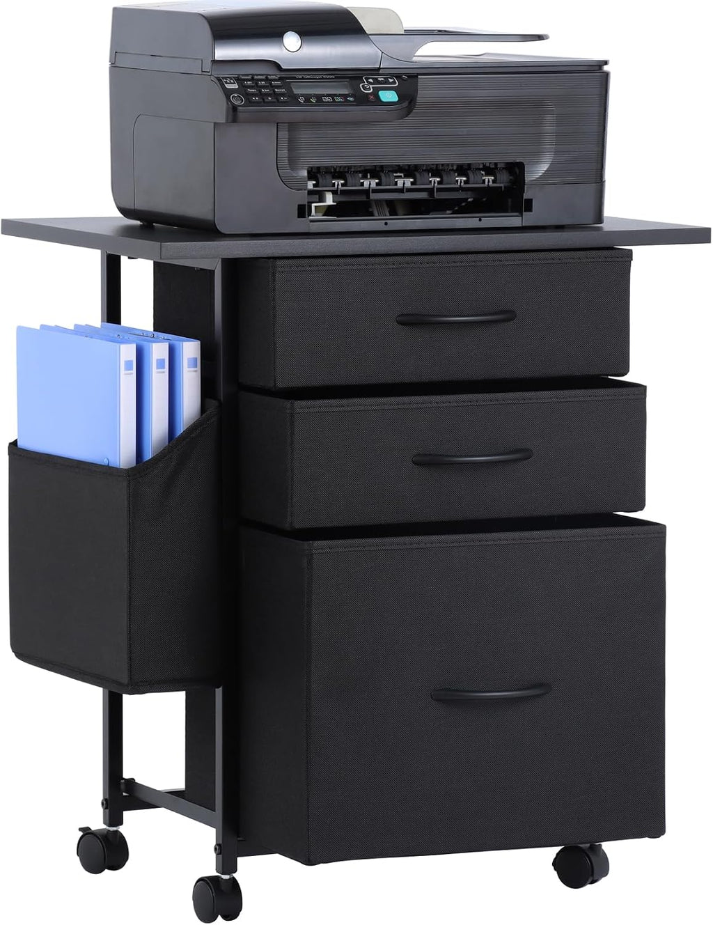 Printer Stand with 3 Fabric Drawer, Mobile File Cabinet