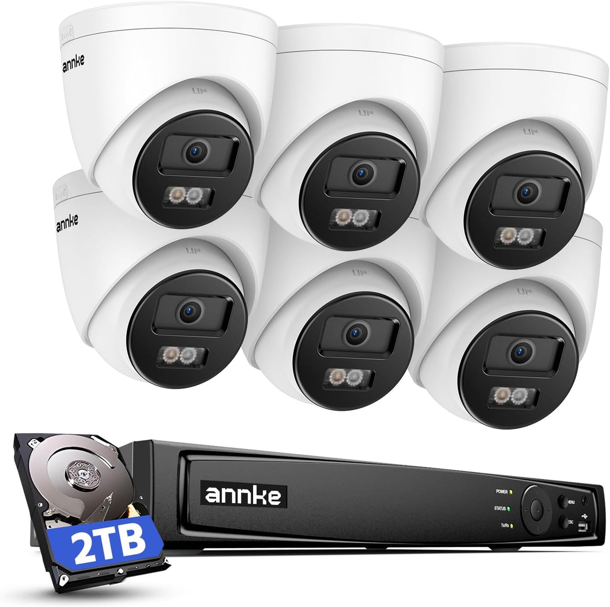 ANNKE 8CH 4K PoE Security Camera System, Color Night Vision, 2TB HDD