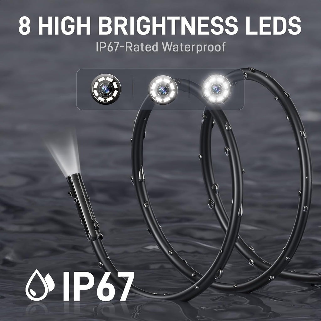 teslong 2.0mp usb-c auto focus borescope for plumbing showing dimensions