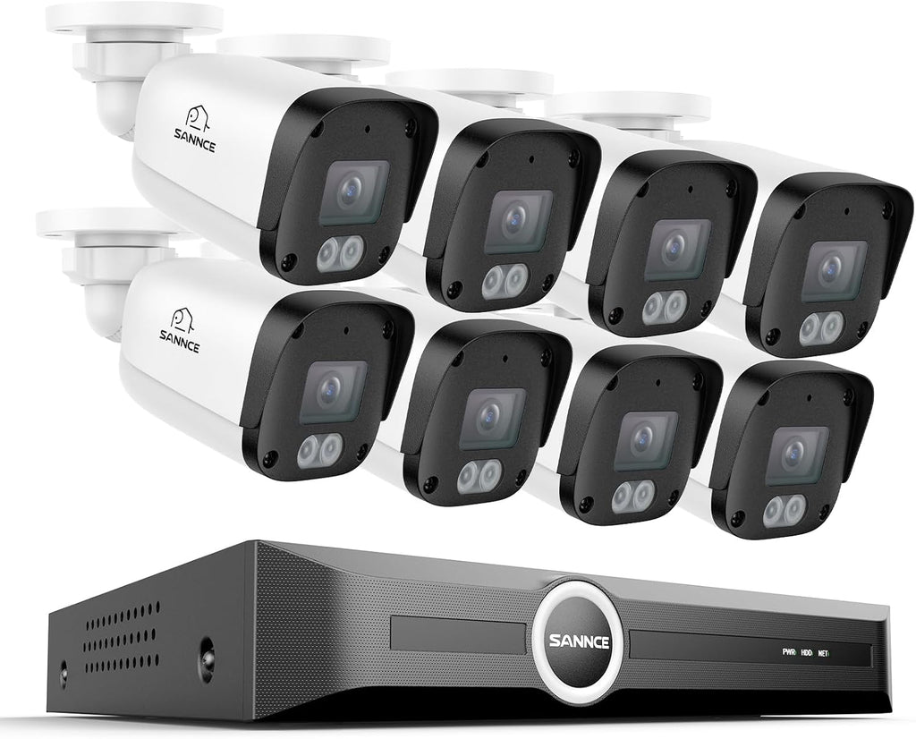 SANNCE 5MP PoE Security Camera System, NVR with 8PCS Bullet Cameras(No HDD)