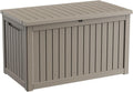 Outdoor Waterproof Resin Storage Deck Box Lockable Outside Bench UV Resistant Bin Patio Porch Furniture Pool Float Garden Tool Cushion (Grey, 280 Gallon)