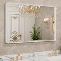 LOAAO 40x30 Inch White Metal Framed Bathroom Mirror