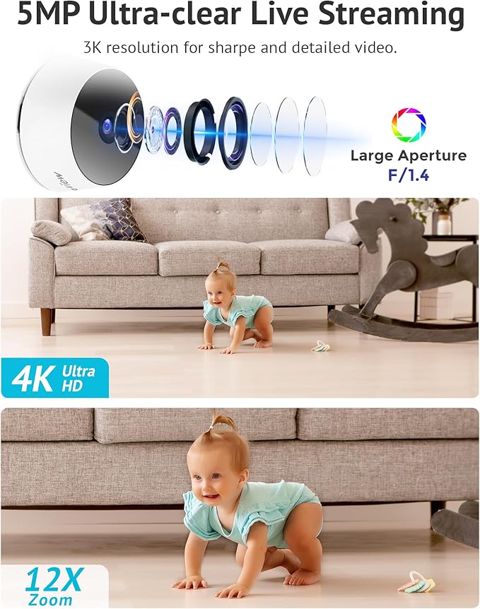 LaView 5MP 3K Cameras for Home Security Indoor, Home Security Camera for