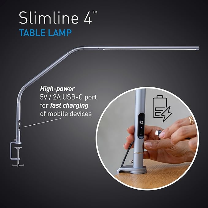 Daylight Slimline 4™ LED Table Lamp in Ice Grey