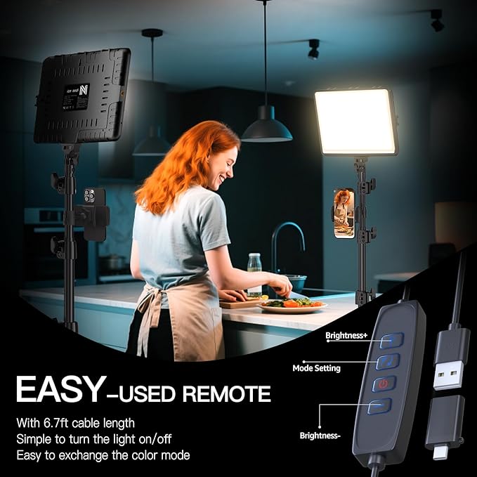 2-Pack LED Video Light Kit, NiceVeedi Studio Light, 2800-6500K Dimmable