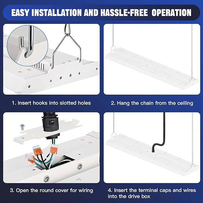 JTT 300/240/200W LED Linear High Bay Light, 45000LM Linear High Bay Shop Light
