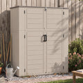 Aoxun 61 Cu.Ft Outdoor Storage Shed, Widened Outdoor Storage Cabinet Waterproof Vertical Resin Shed with Floor for Garden Tools, Pool Equipment, Easy to Assemble(Beige)