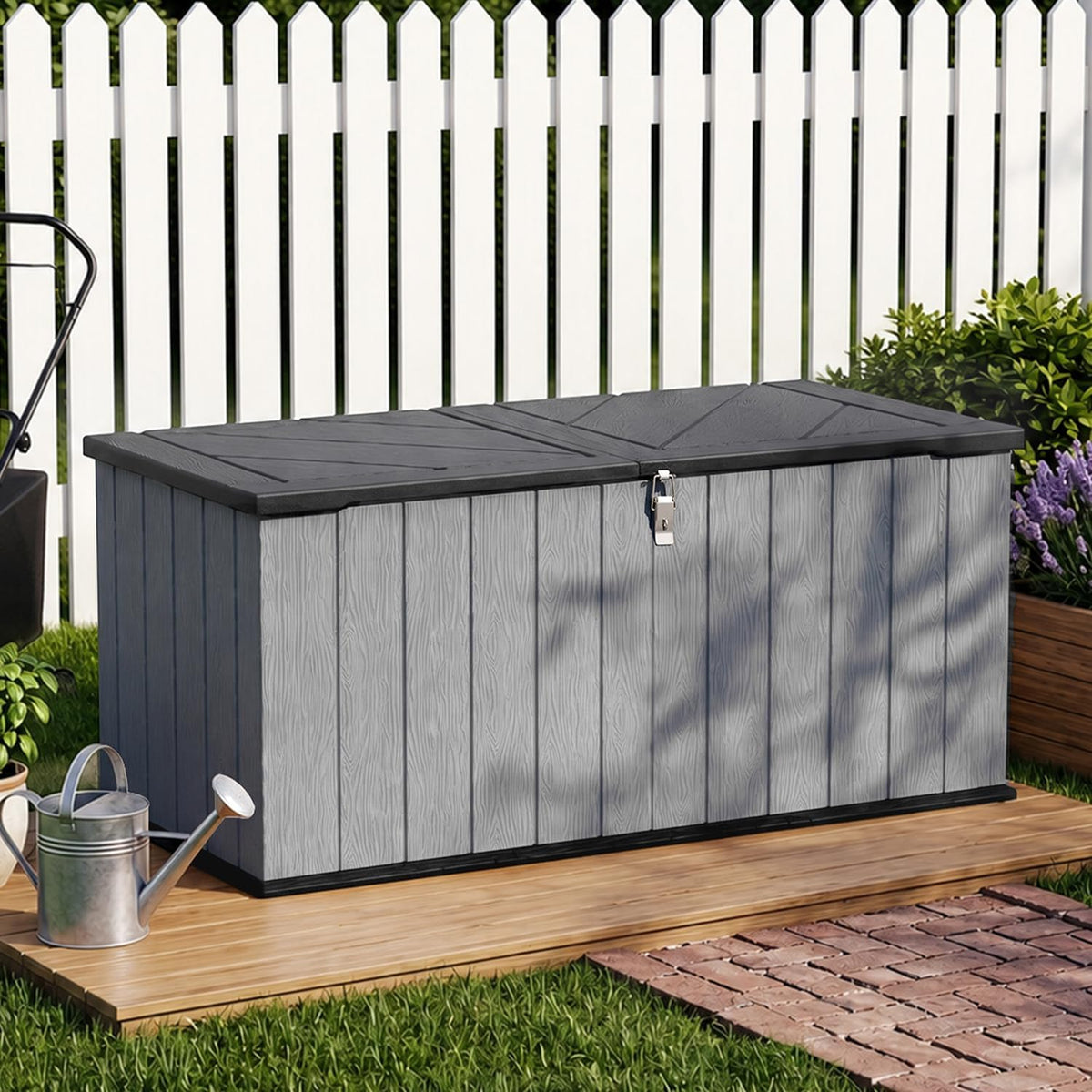 Outdoor Storage Shed, Resin Waterproof Storage Cabinet, Large Deck Box