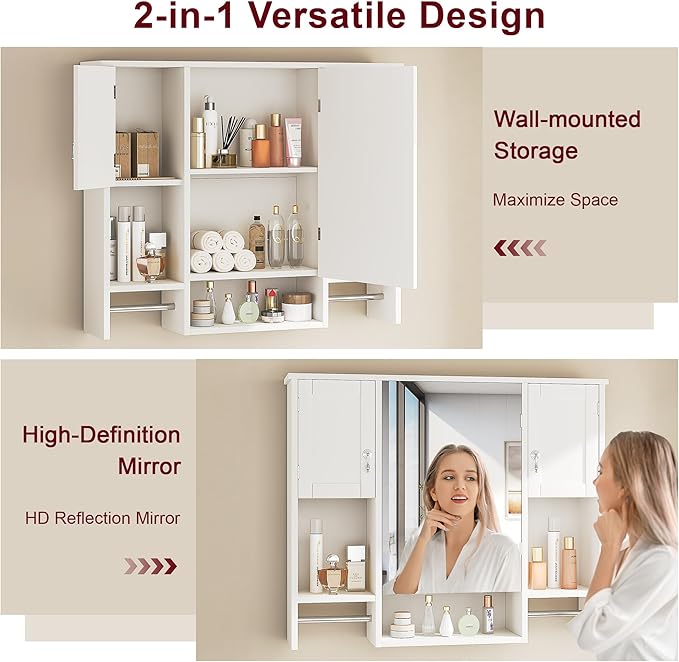 VECELO Bathroom Wall Cabinet