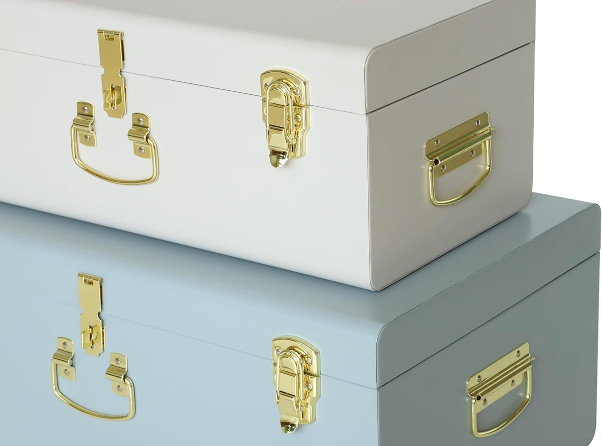 vixdonos decorative large metal box storage trunk chest, side view