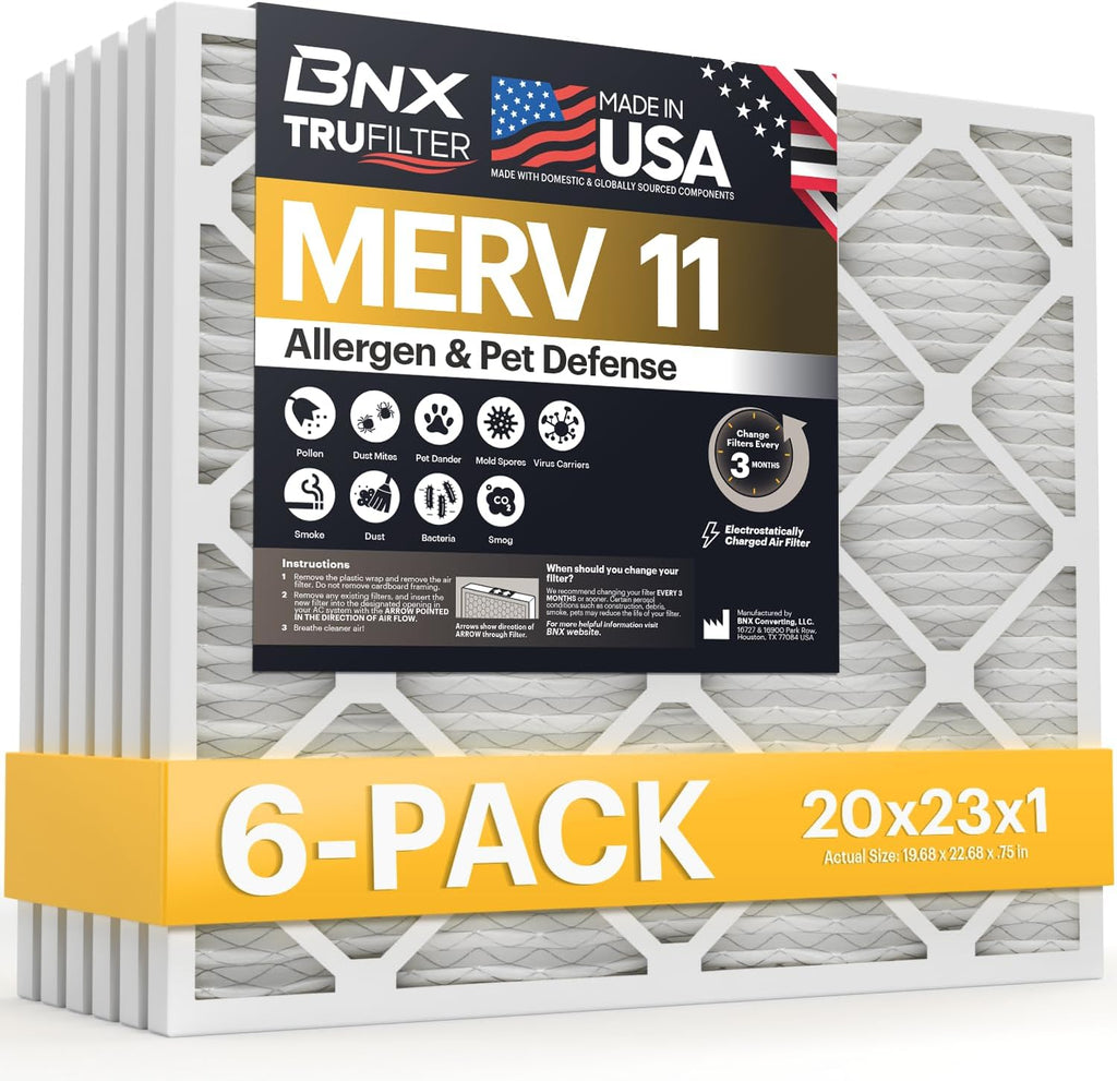 BNX TruFilter 20x23x1 Air Filter MERV 11 (6-Pack)