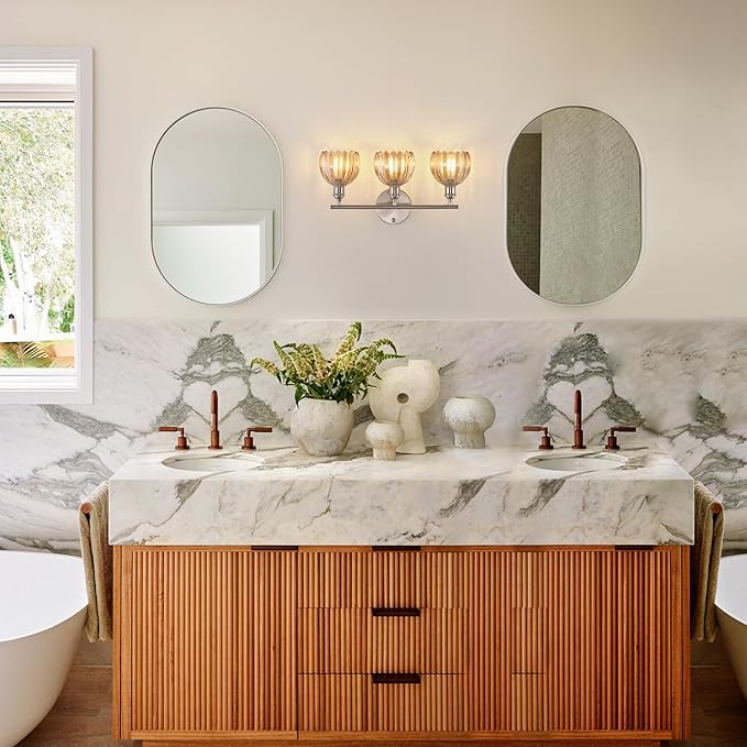 Shenmoyl Bathroom Light Fixtures, 3-Light Vanity Wall Light Over Mirror