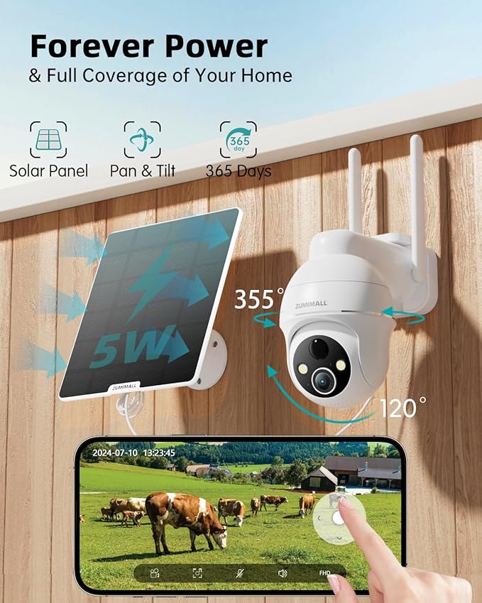 ZUMIMALL 4G LTE Cellular Security Camera, No WiFi Outdoor Camera Wireless