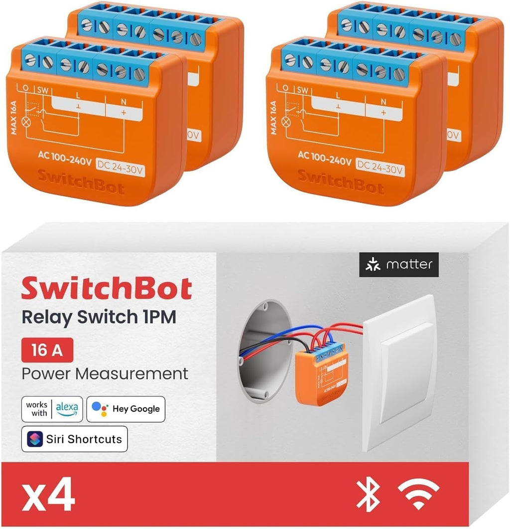 SwitchBot Matte Relay Switch 1PM, WiFi Switch Compatible