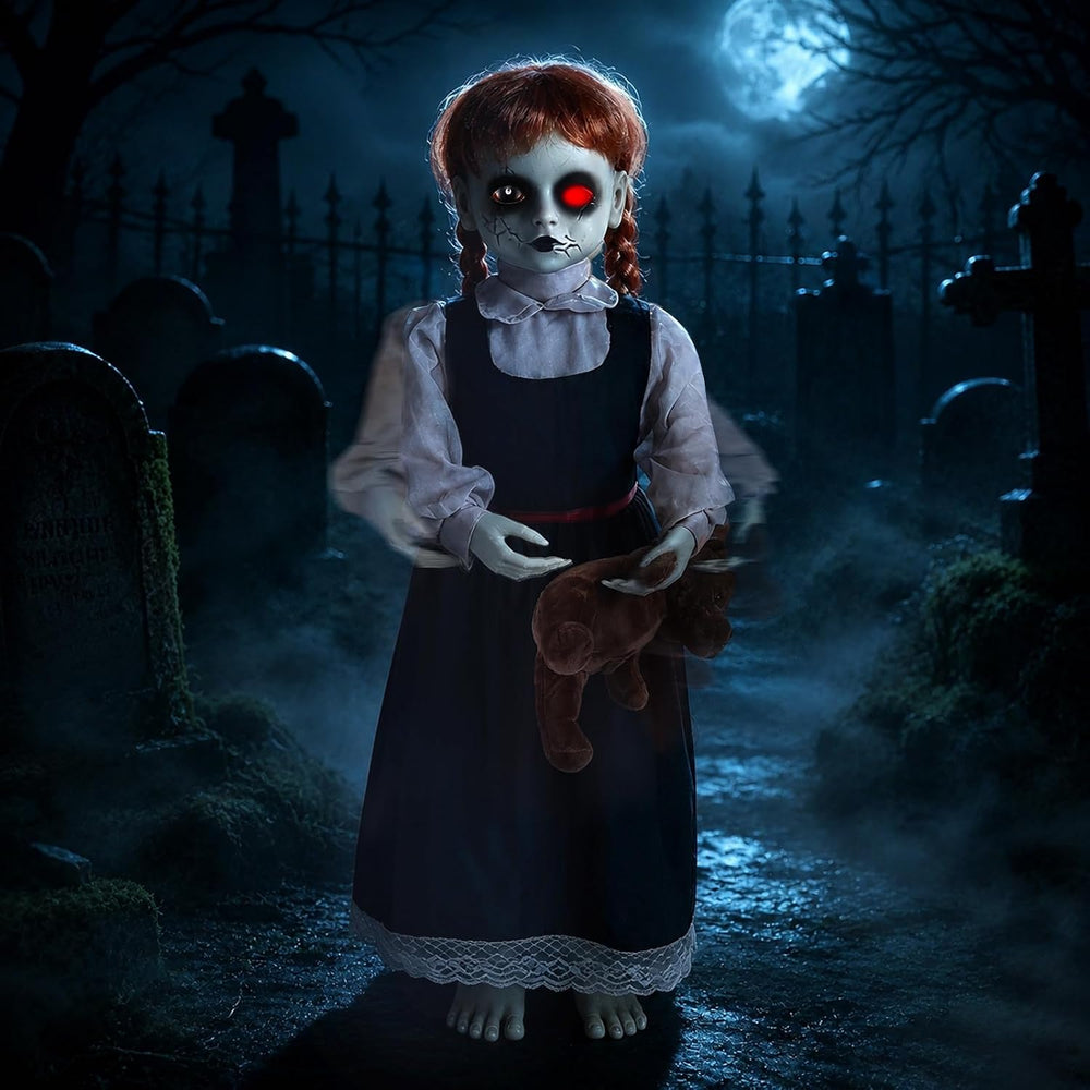 Quntis 35Inch Scary Halloween Animatronic Outdoor Decoration, Sound & Tou...
