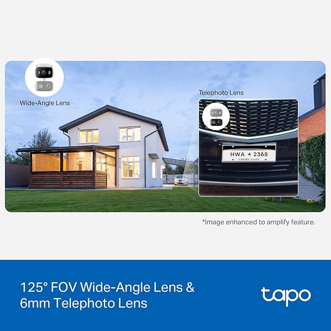 Tapo 2K 3MP Indoor/Outdoor Dual Lens Pan/Tilt Security Camera – 125° Wide-Angle