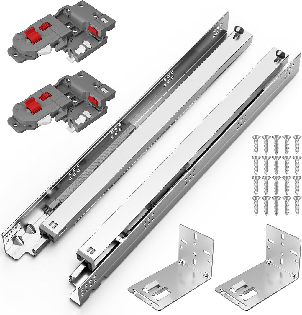 Chibery 12 15 18 21 Inch Undermount Soft Close Drawer Slides, Full Extension 3D