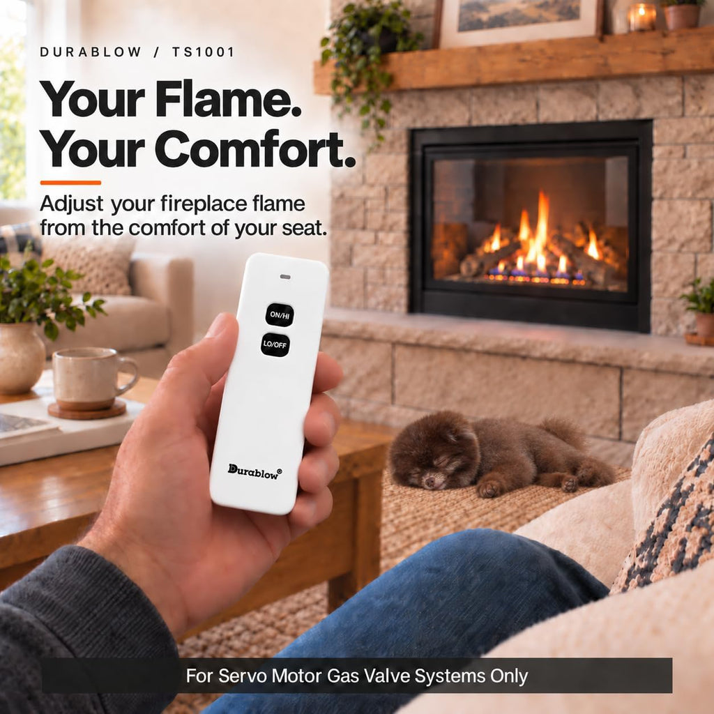 durablow ts1001 gas log/fireplace on/off remote control kit, side view