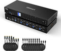 TESmart USB 3.0 KVM Switch 3 Monitors 4 Computers 4K@60Hz, HDMI+DP KVM Docking
