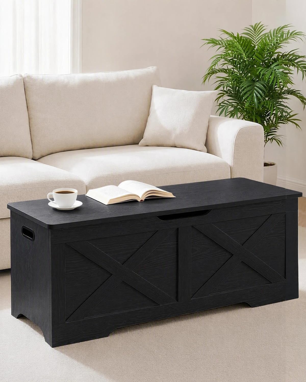 timberer 47.2" storage chest, wooden storage bench, entryway on a desk or shelf