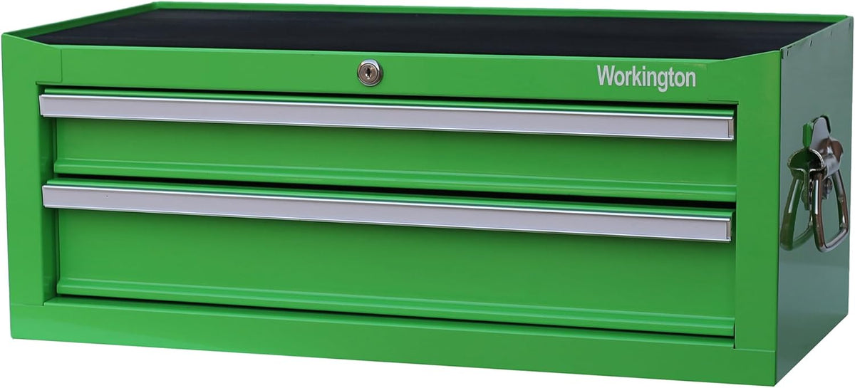 Workington Industrial 2 Drawers Portable Metal Intermediate Box, 26" Middle Tool Chest Cabinet with Ball Bearing Drawer Slides, Steel Tool Storage Box Organizer 4008 Green