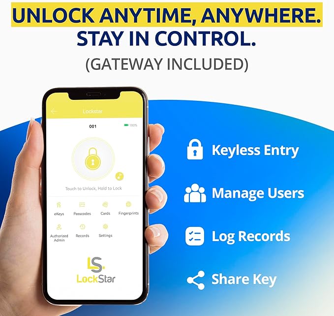 LOCKSTAR® Smart Door Lock • Keyless Entry Deadbolt Door Lock • Multiple Entry