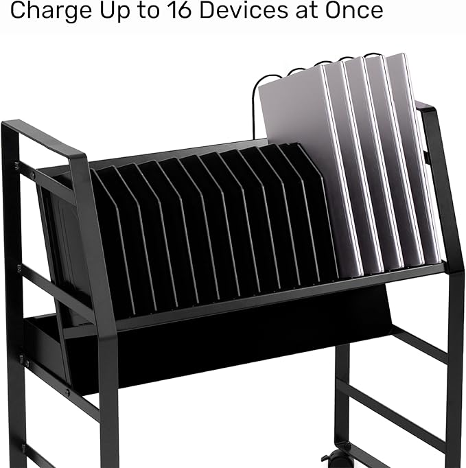 Line Leader 16-Device Mobile Charging Station | Steel Rolling Cart