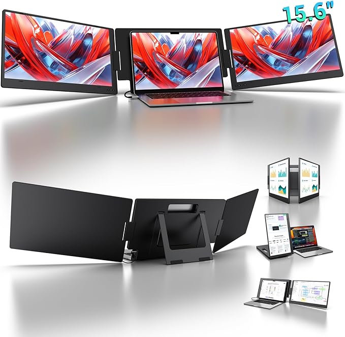 KYY 15.6" Laptop Screen Extender, 1080P FHD IPS Portable Monitor, One Cable