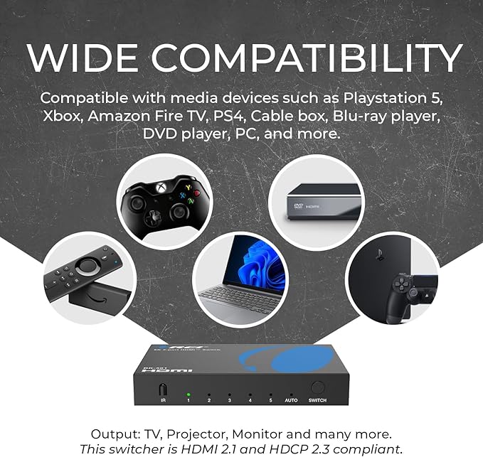 OREI 8K HDMI Switch 5 in 1 Out – HDMI Switch