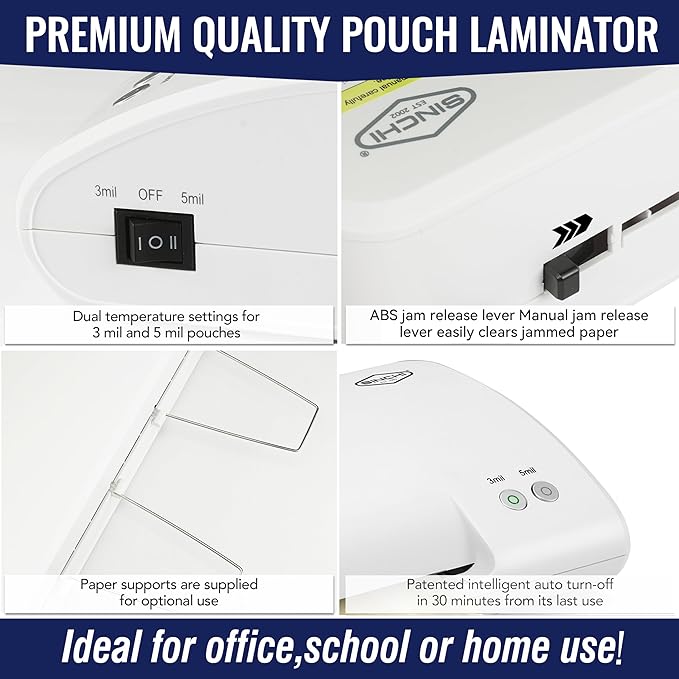 SINCHI 13-Inch Thermal Laminator Machine, 3–5 Mil, 40s Warm-Up, Jam Release