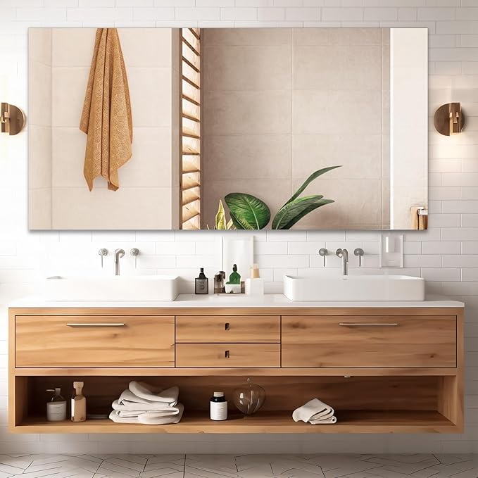 Mirrorons Large Mirror 72" x 36", Modern Rectangle Bathroom Mirror
