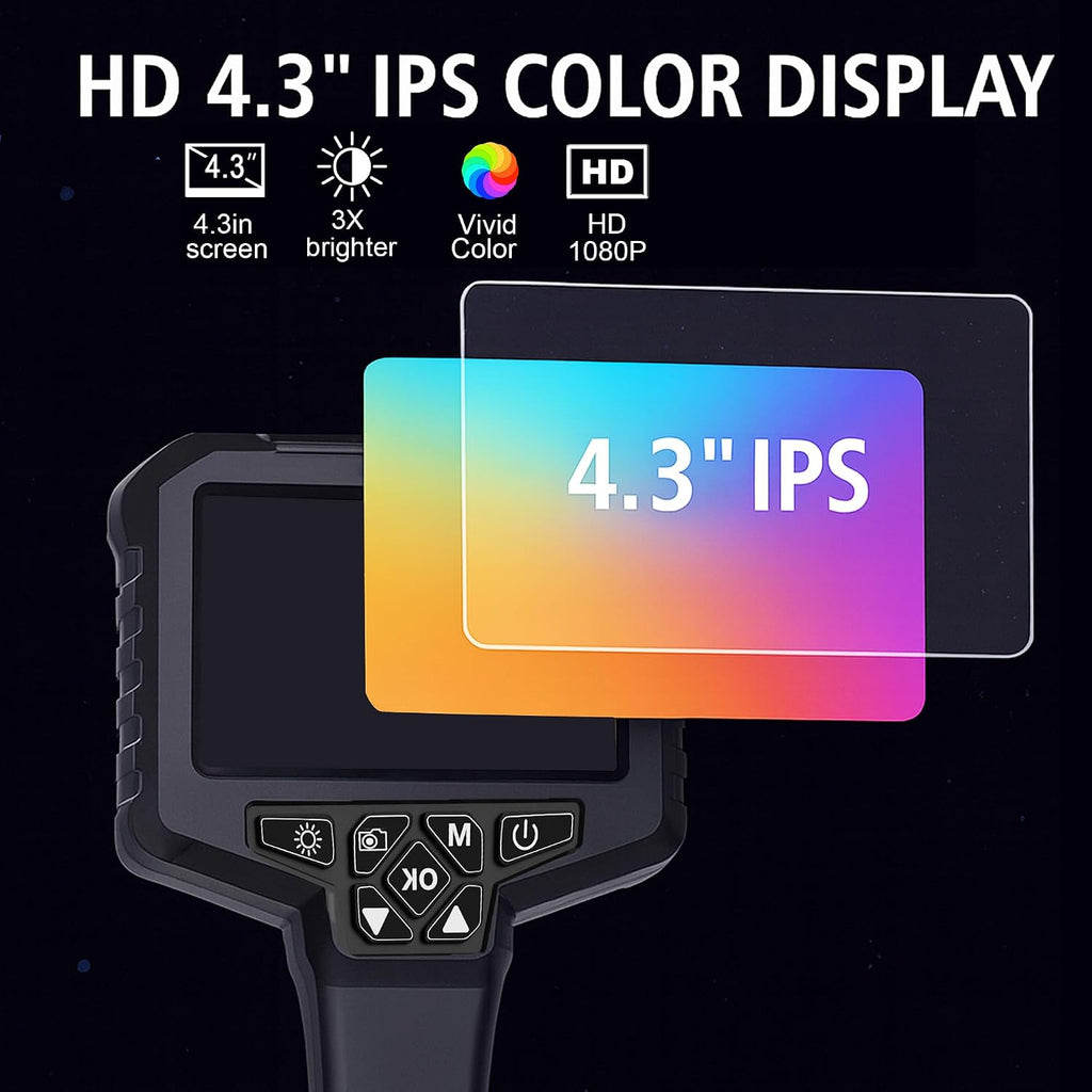 [dual-lens] inspection endoscope, industrial borescope camera with light, close-up detail