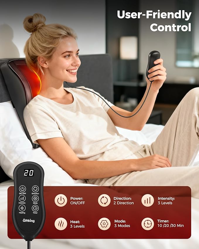 Neck Massager with Heat, Shiatsu Back and Neck Massagers, 3D Deep Tissue