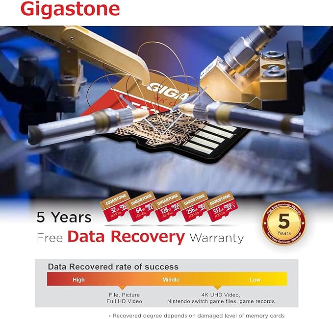 Gigastone 512GB Micro SD Card, 4K Camera Pro, A2 V30 UHS-I U3 C10,