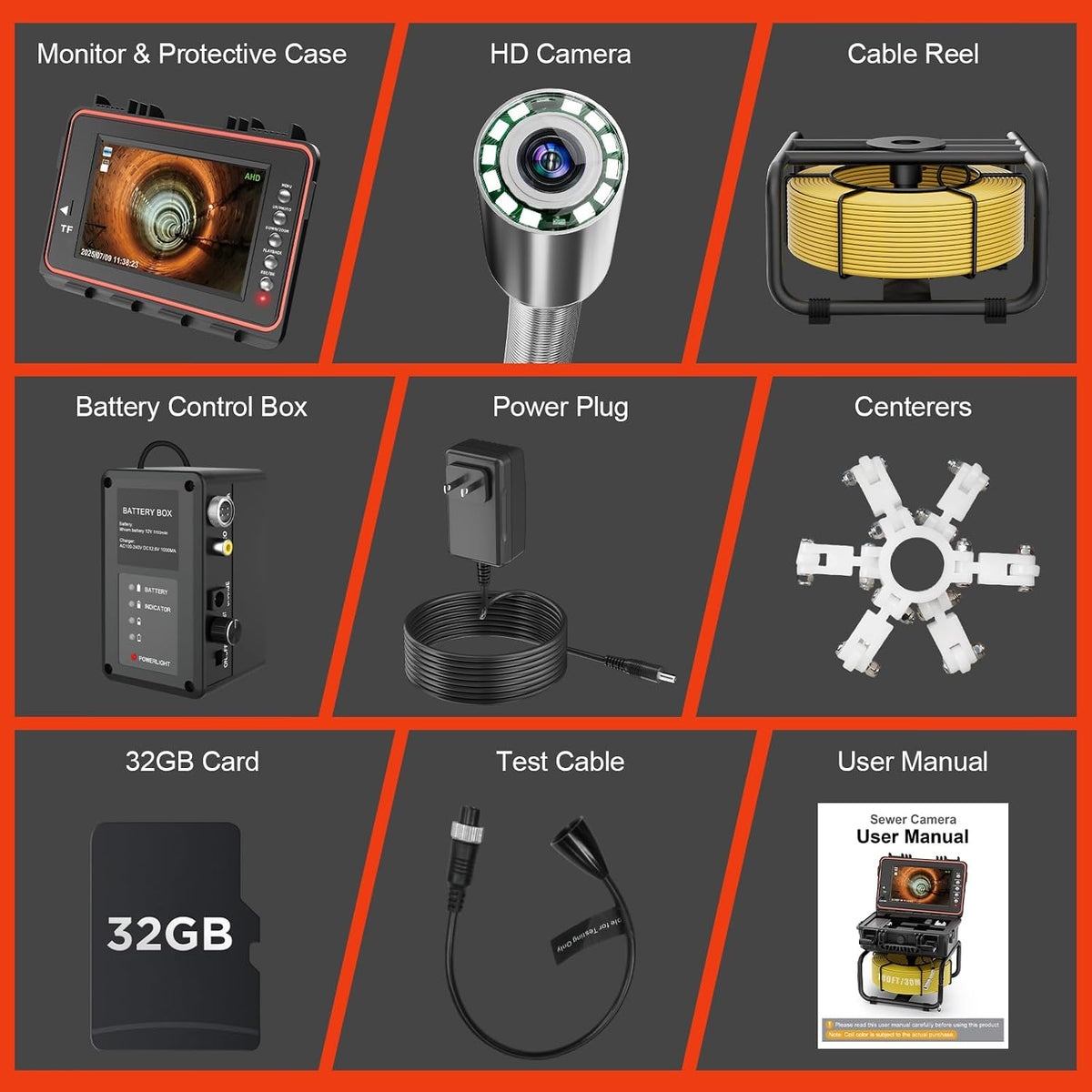 sewer camera, 100ft self-leveling drain camera with 512hz, view 9