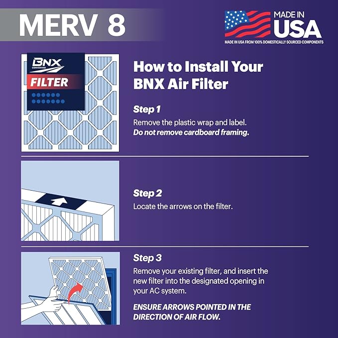 BNX TruFilter 20x20x1 Air Filter MERV 8 (6-Pack)