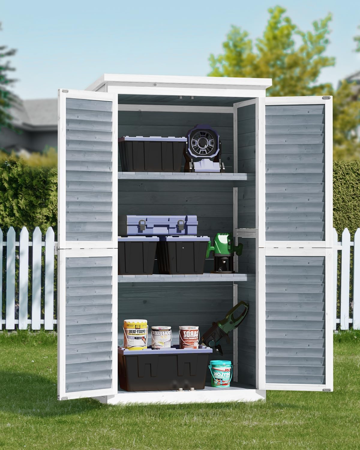 Bealife 63.2" Outdoor Storage Cabinet with Double Doors - Grey