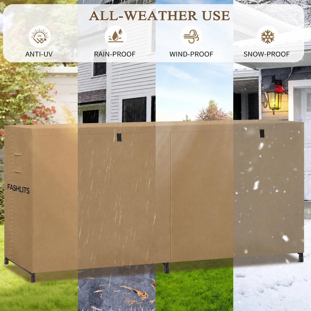8ft firewood rack cover, waterproof heavy duty 600d, side view