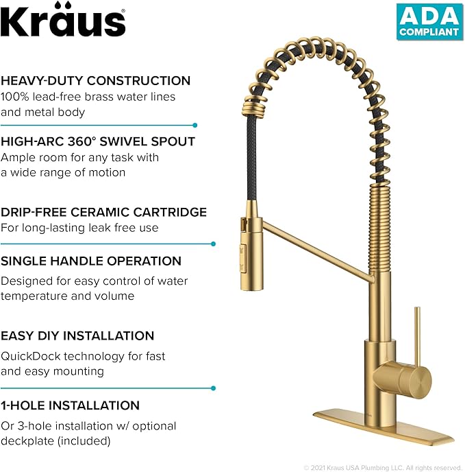 KRAUS Oletto Commercial Style Single Handle Pull Down Kitchen Faucet