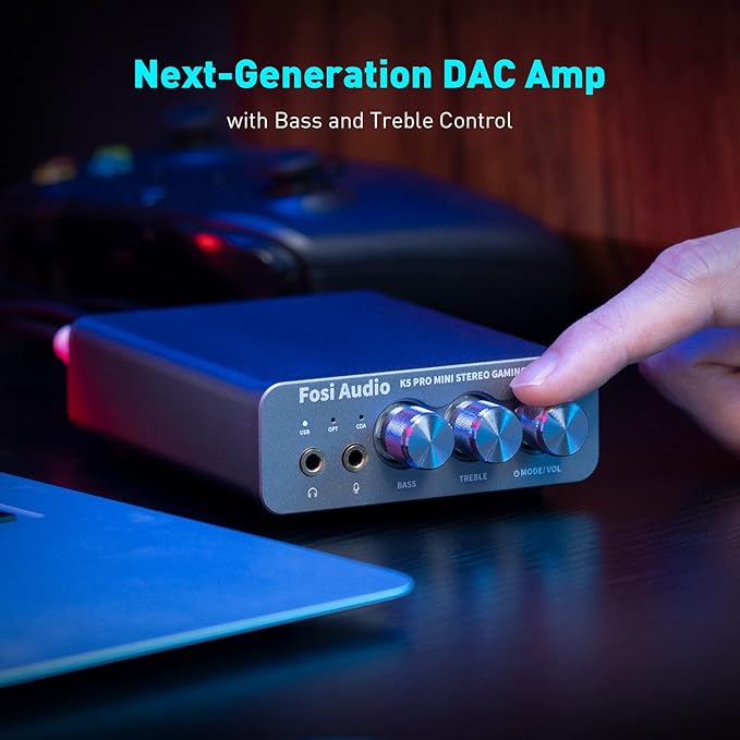 Fosi Audio K5 Pro Gaming DAC Headphone Amplifier Mini Hi-Fi Stereo