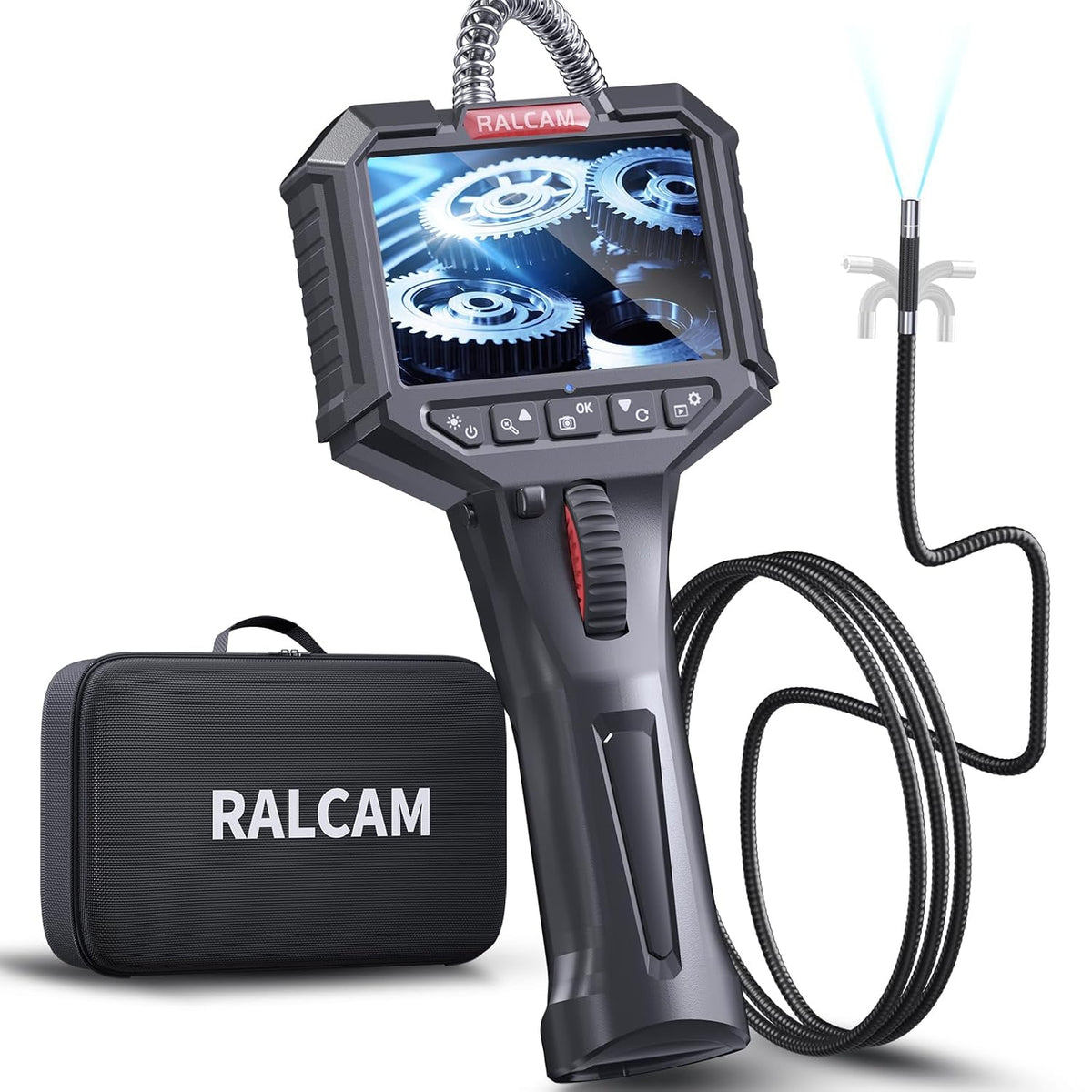 Ralcam Two-Way Articulating Borescope with Light, Slim Probe