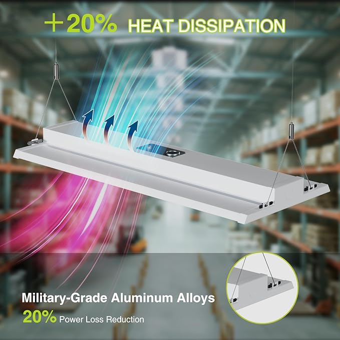 LED Linear High Bay Shop Light 210W, Larger Central Lighting Area, Commercial (4 Pack)