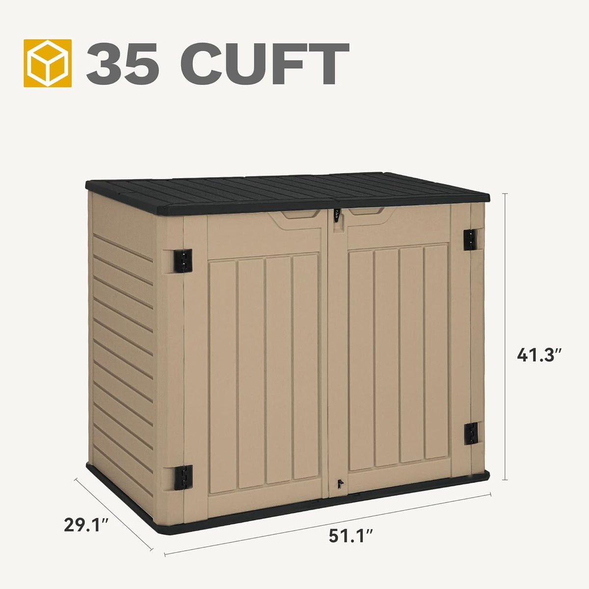 dwvo 35 cuft outdoor horizontal storage, waterproof resin on a desk or shelf
