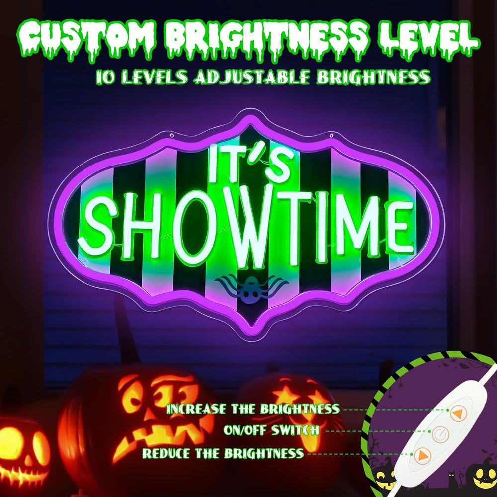 It's Showtime Neon Sign Dimmable Neon Halloween Sign Showtime Led Sign Ho...