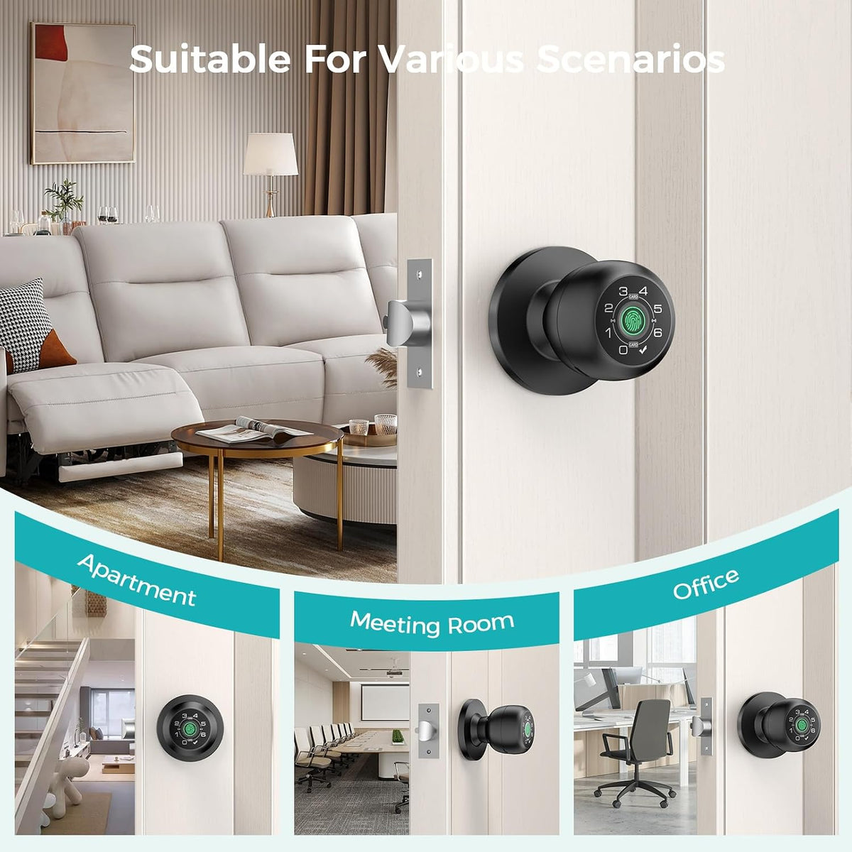 hei liang fingerprint door lock with keypad,smart door, front angle view