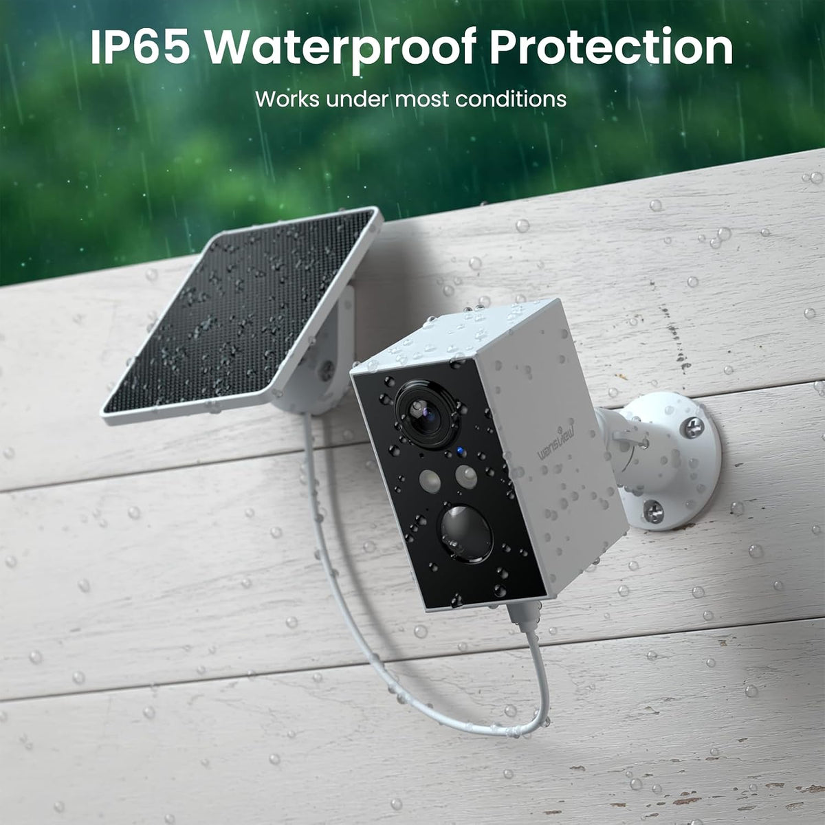 wansview solar security cameras wireless outdoor 2k wifi, front angle view