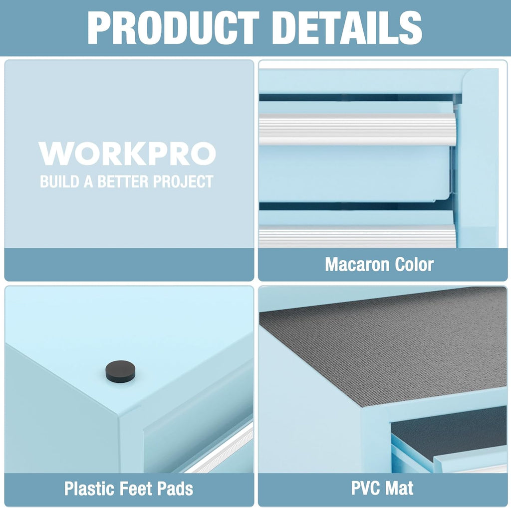 workpro 12.5" mini metal tool box with 2, side view
