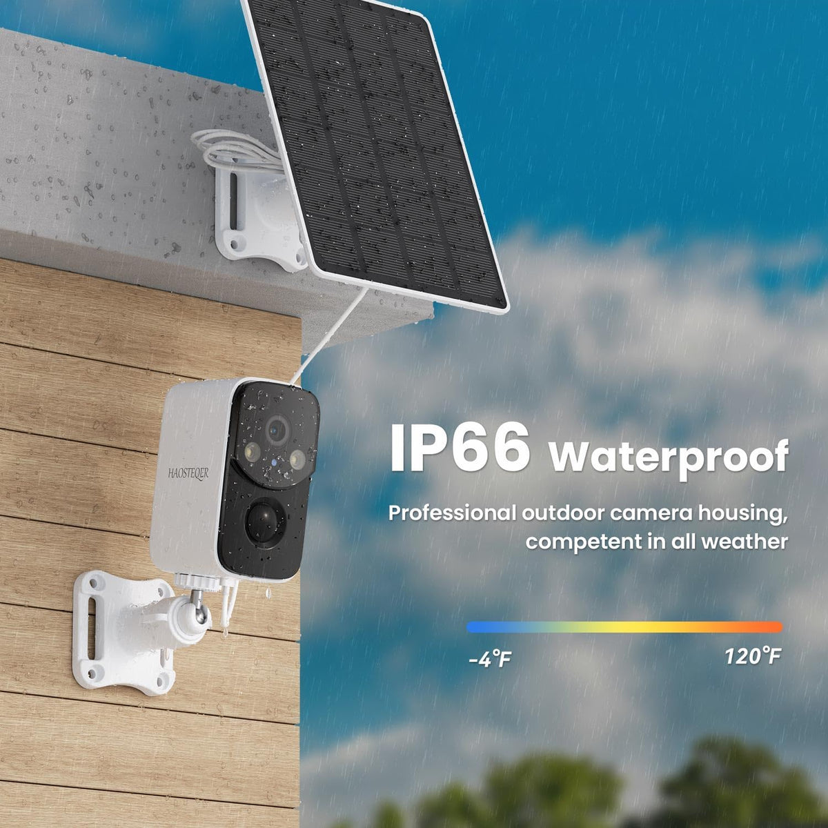 2.4g wifi solar security cameras wireless outdoor, 2k, view 9