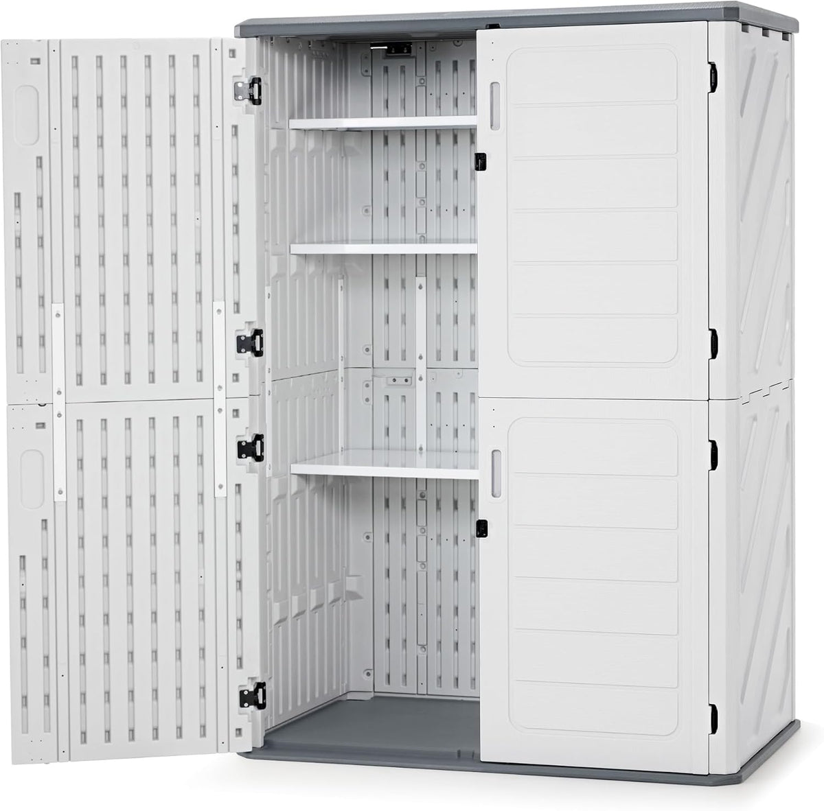 Macrout 50 Cu Ft Outdoor Storage Cabinet with Shelves, Waterproof ST5782 (Light Gray, Medium)